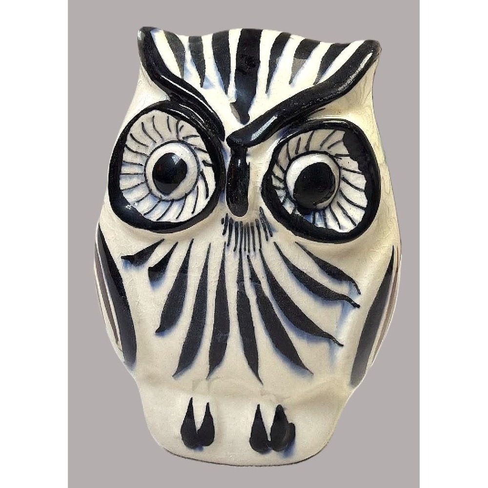 Tonala Owl Ceramic Figurine 5.25in Vintage MCM Folk Art Pottery Collectible